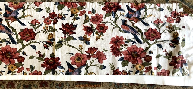 LONGEST Valance Window Curtain Floral & Birds 266.5"L x 15.5”
