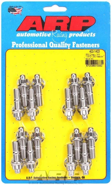 Arp Header Stud 1.670 In 12 Point Nuts Polished Bbc 16 Pc P/N 400-1403