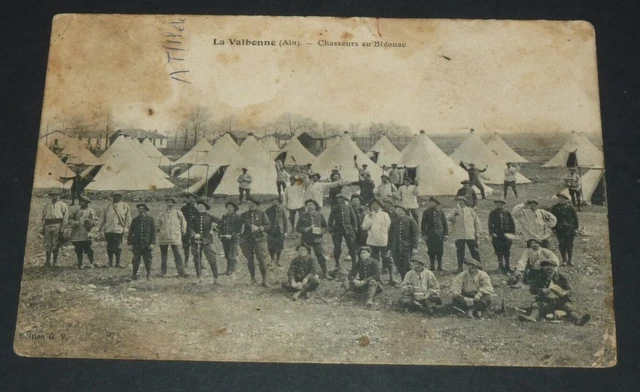 Cpa Carte Postale Militaire 1913 Camp La Valbonne Ain Chasseurs Au Bivouac