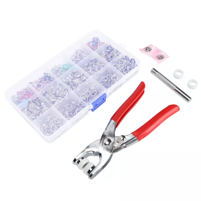 200 Sets Hollow Snap Fastener Press Stud Leather Prong Button With Plier GOF