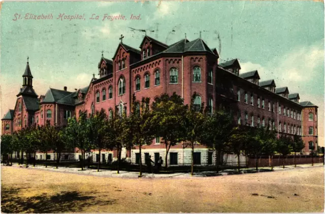 St. Elizabeth Hospital Lafayette IN Indiana Divided Postcard c1910