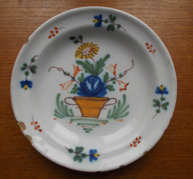 Ancienne assiette faïence céramique panier fleuri Antique earthenware plate 