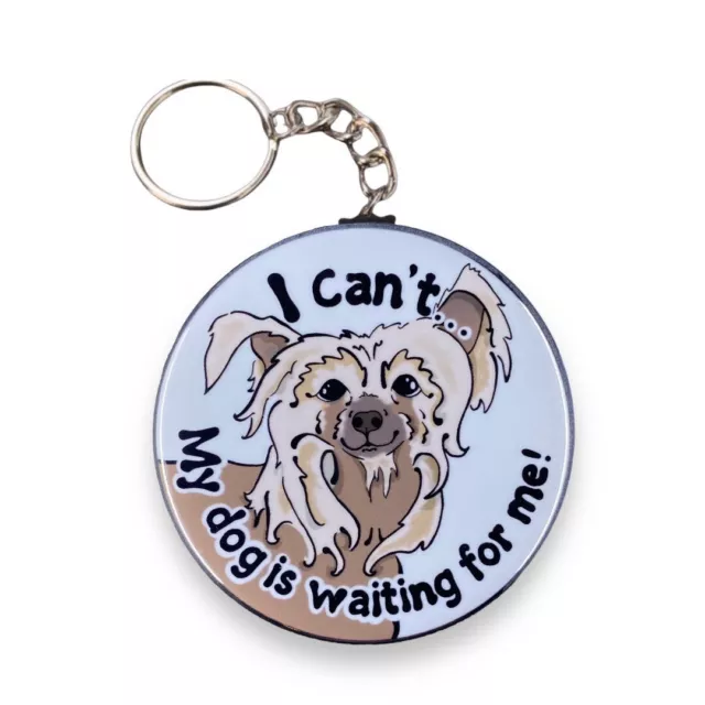 Funny Chinese Crested Keychain Handmade Retro Key Accessories Gift 2.25"