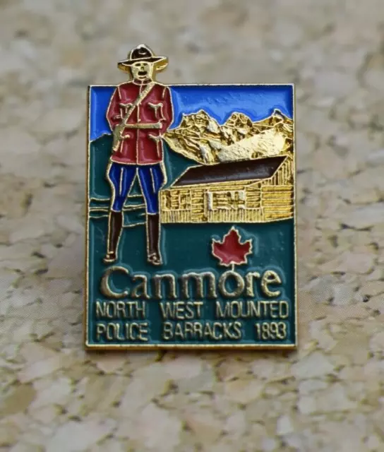 Canmore North West Mounted Police Barracks 1893 Lapel Pin 3/4" X 1" Maple Leaf