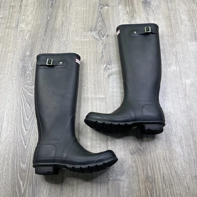 HUNTER ORIGINAL TALL Black Waterproof Rain Boots Men’s Size 7 W23499 £