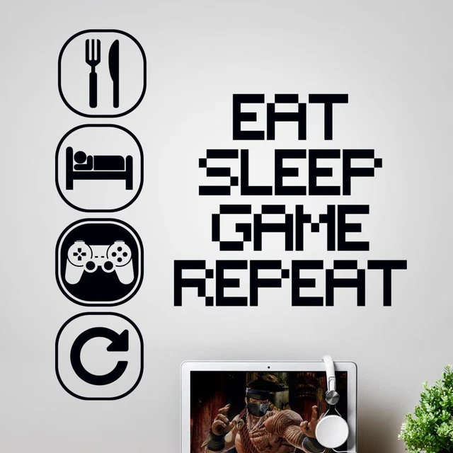 Wall sticker art gaming boys bedroom stickers Eat Sleep Game Repeat room