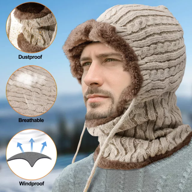 Winter Baggy Slouchy Knitted Warm Beanie Hat and Scarf Ski Skull Cap Mens Womens