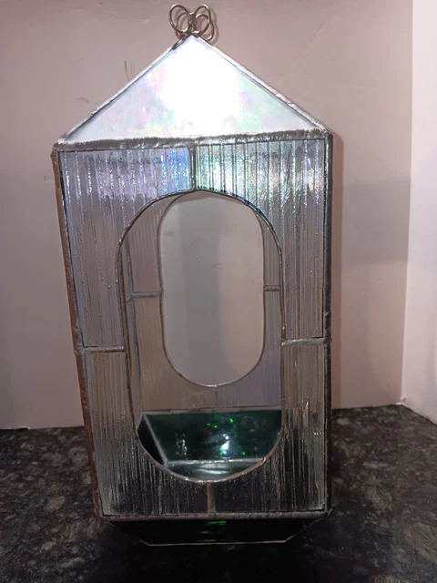 Vintage Stained Glass Terrarium Atrium Air Plant Holder, Hanging Or Table Top