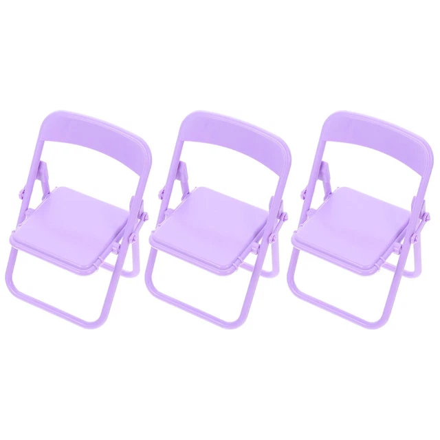 3 Pcs Mini Chair Model House Furniture Miniature Folding Tiny Cradle Desk