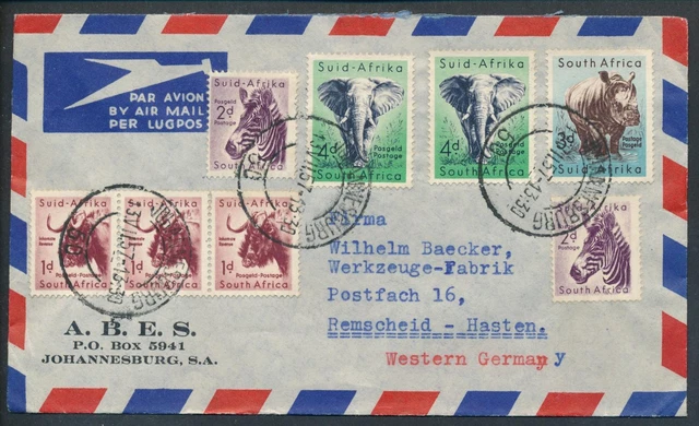 South Africa Letter Johannesburg 1957 to Remscheid Air Mail