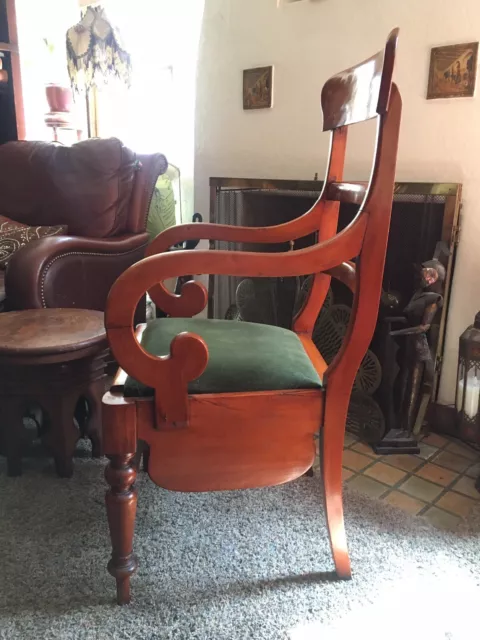 Antique Chair~Elegant Victorian Commode Chamber Pot Toilet~Throne Scroll Armrest