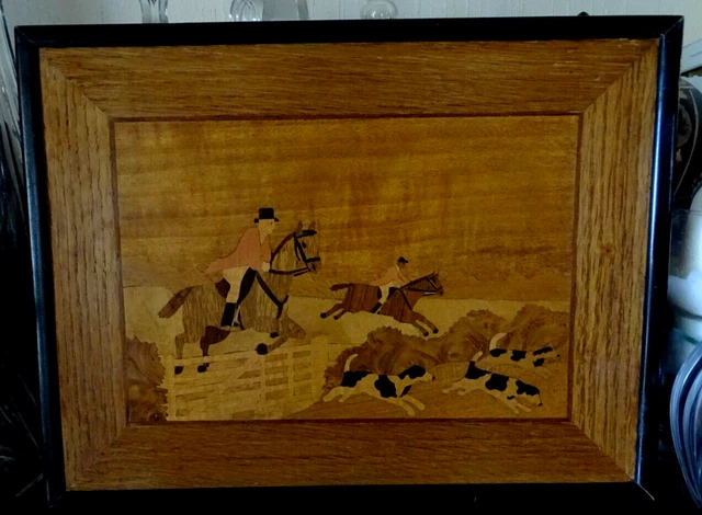 Lot De 2 Toiles Anciennes Encadrées – Scènes De Chasse à Courre Et Marais