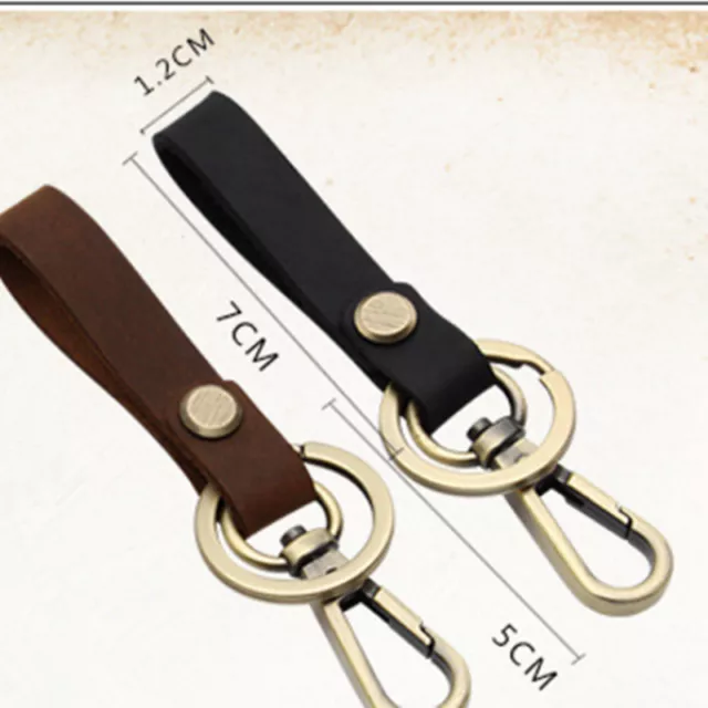 LEATHER & KEY CHAIN Belt Loop Key Holder Ring Keychain Keyring Keyfob Detachable