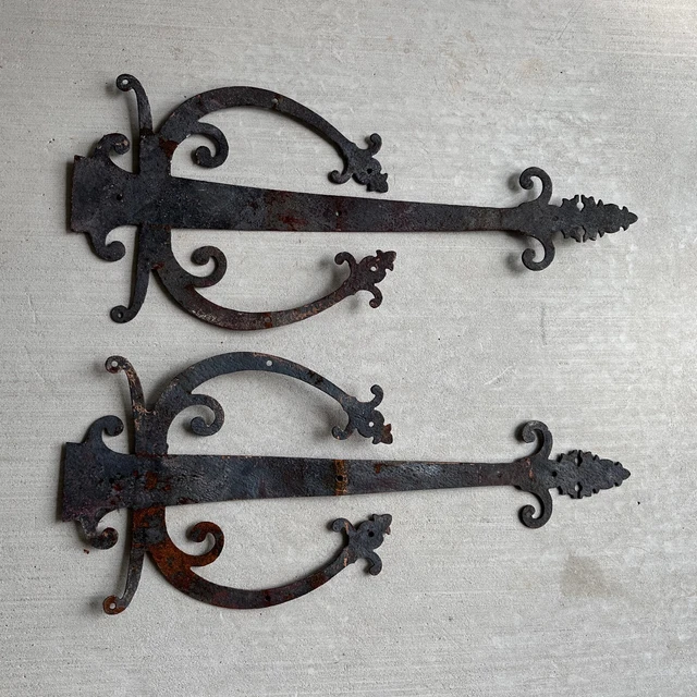 Hinge Straps Huge Antique 24"  Ornate Metal Architectural Salvage