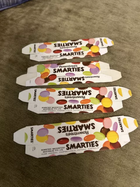 4 Rare Rowntrees Smarties Boxes Original Vintage Australia