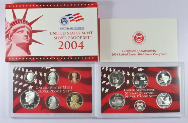 2004-S Complete SILVER Proof Set w Box and COA