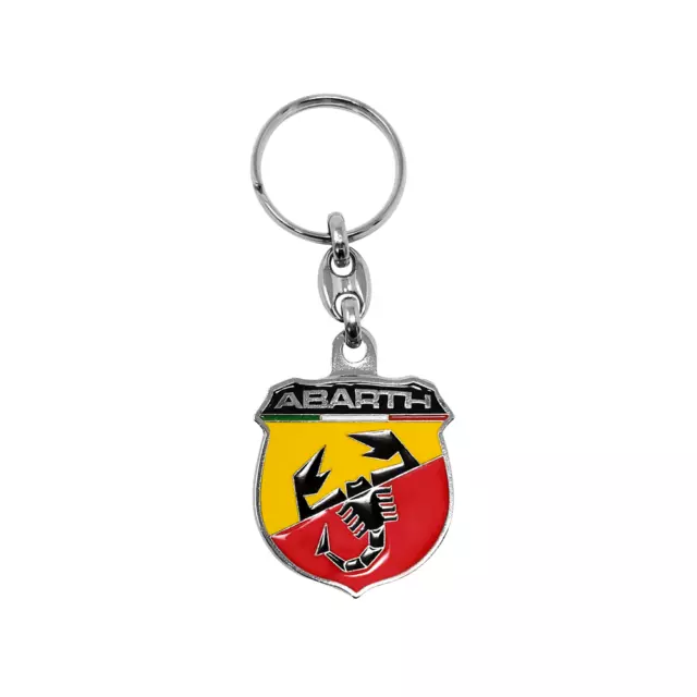 Portachiavi per Abarth Scudetto Ufficiale in Metallo, Bifacciale, 40 mm