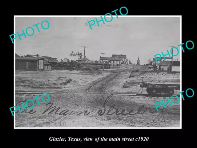 OLD LARGE HISTORIC PHOTO OF GLAZIER TEXAS VIEW OF THE MAIN STREET c1920