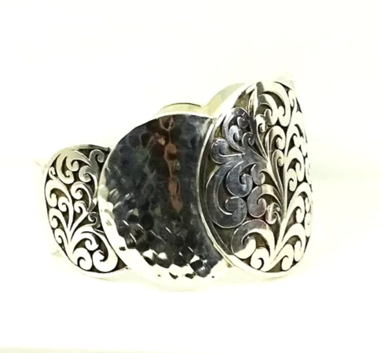 LOIS HILL Sterling Silver Hammered Scroll Design Cuff Bracelet 7" LOIS HILL Sterling Silver Hammered Scroll Design Cuff Bracelet 7"