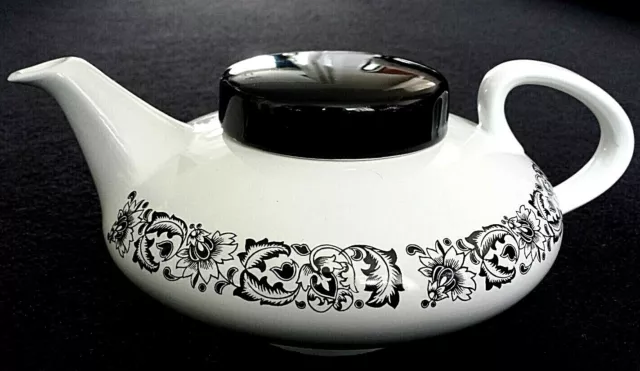 Crown Essex Nocturne Staffordshire Retro Black White Coffee Pot Teapot ?c1960-70