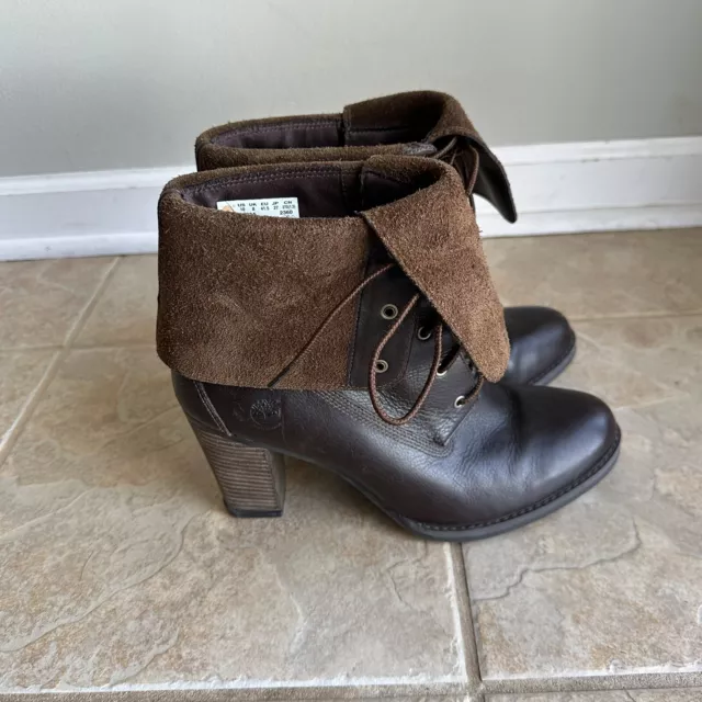 Timberland Earthkeepers Stratham Heights Ankle Boot Brown Leather Womens Size 10