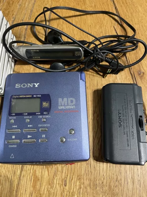 Vintage Sony Walkman MZ-R55 Minidisc Recorder Player MD Mini Disc Con Accessori 2