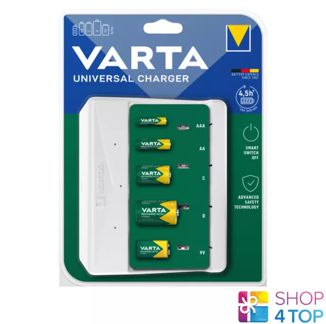 VARTA Universal Cargador Para Aa AAA C D 9V Nimh 57658 Sin Baterías Nuevo