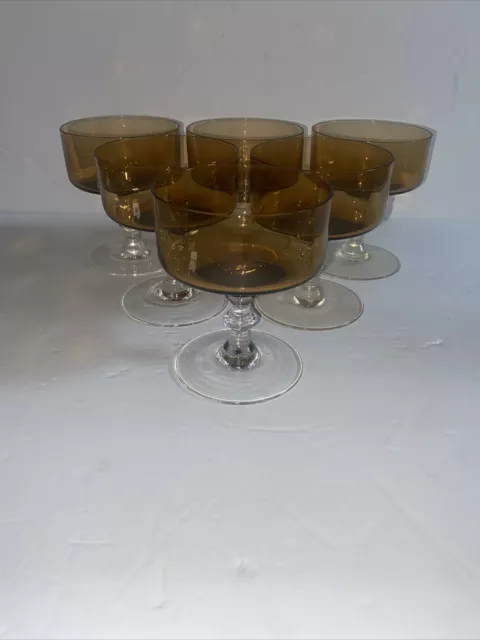 Vintage Sasaki Regency Amber Glass Liquor Cordial Glasses, Blown Glass, Set Of 6