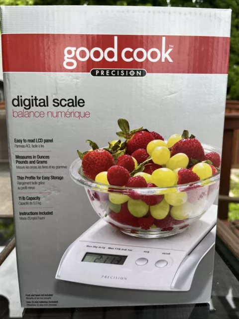 Precision Food Scale with Bowl by Good Cook up to 7 pounds White Base Clear  Bowl