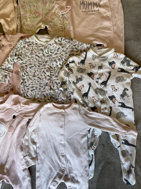 Baby girls age 0-3 months sleepsuit babygrow bundle inc next F&F & others 6
