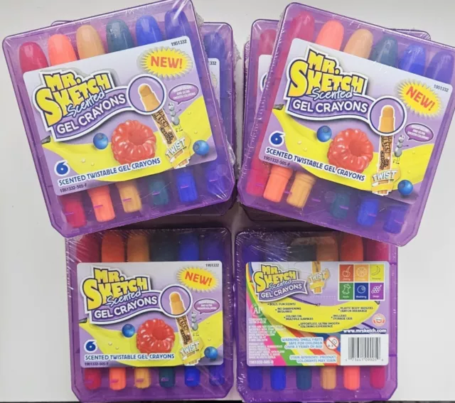 Mr. Sketch Scented Gel Crayons 6 Twistable with Case NEW