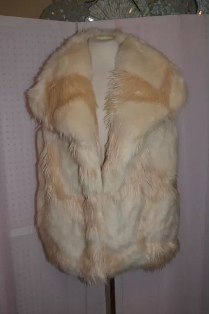 French Connection Long Faux Fur Vest sz XS/S Sleeveless Marion Wrap Gilet