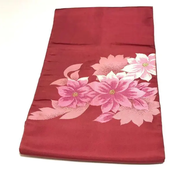 8737# Japanese Vintage Nagoya Obi Belt kimono Pure Silk Embroidery Gold Thread