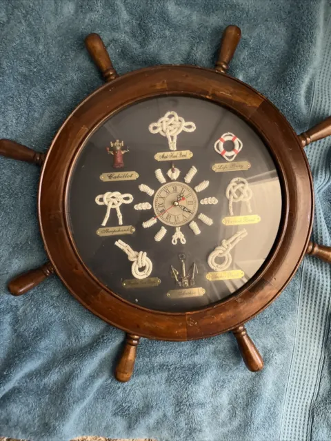 Maritime Wall Clock Vintage With Knots Boats Steering Wheel Must See