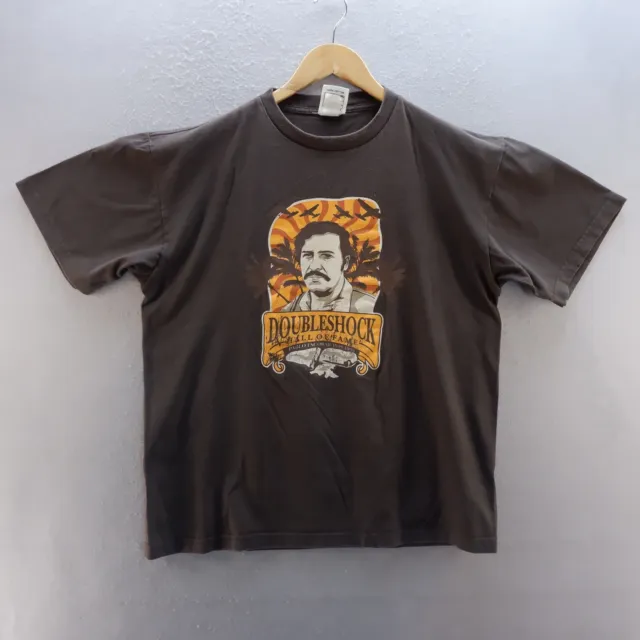 Pablo Escobar T Shirt Large Brown Graphic Print Doubleshock Hall of Fame Mens*