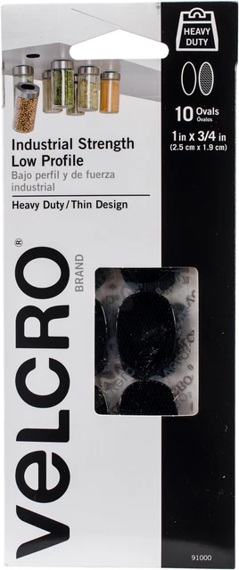 Paquete de 6 monedas de fuerza industrial de marca VELCRO(R) 1""X.75"" 10/paquete - negras -91000