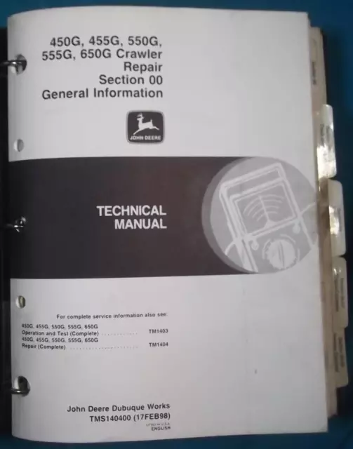 John Deere 450G 455G 550G 555G 650G Dozer Technische Service Reparaturhandbuch