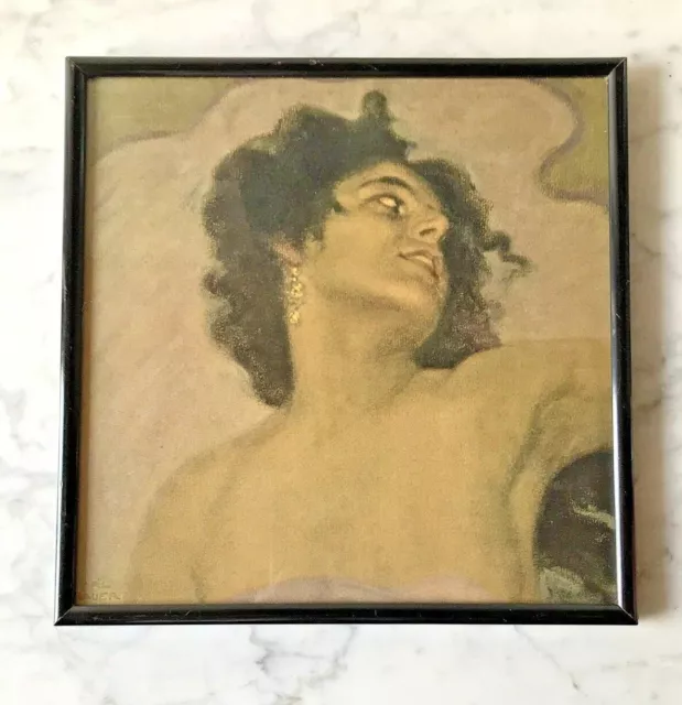 Karl Bauer (1868-1942): Farblithographie Frauen-Porträt, um 1925, m.R.