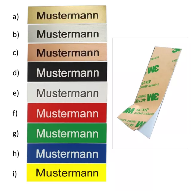 Briefkastenschild Klingelschild Türschild  Namensschild mit Gravur selbstklebend 2