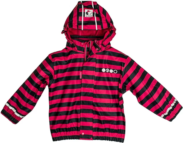 Girls Striped Reflective Waterproof Jacket Size 104 EU Age 4 years Pink QUALITY