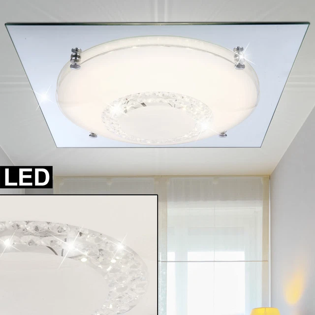 Plafonnier LED Lustre Cristal 40cm - 32W - 3 Températures Couleur - Pour Salon, Chambre - Blanc