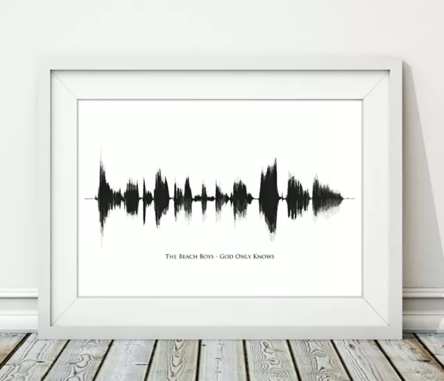 The Beach Boys - God Only Knows - Sound Wave Song Poster Print BW - Sizes A4 A3