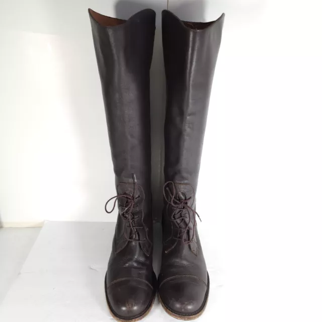 Hunter Women's Alida US10 Brown Leather Tall Lace Back Zip Tall  Riding Boots 3