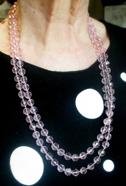 Collier Sautoir Vintage Perles Verre Gris Hématite - 120 Cm - Bijou Rétro Femme