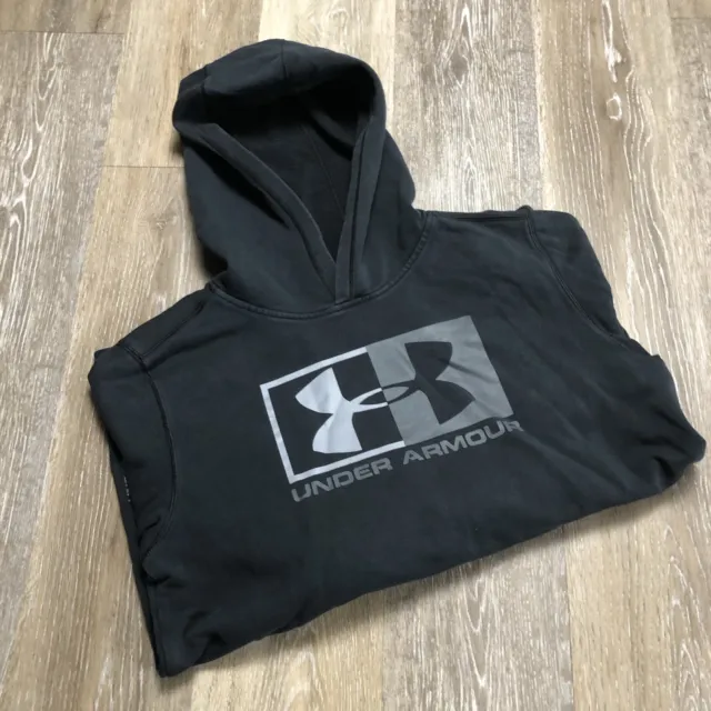UNDER ARMOUR Graphic Logo Pullover Black Hooded Sweatshirt Hoodie Boy's Size XL