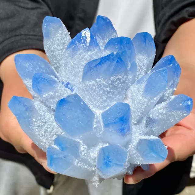 2.68LB New Find sky blue Phantom Quartz Crystal Cluster Mineral Specimen Healing