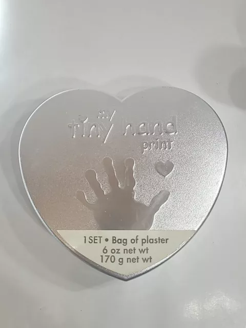 C.R. Gibson Baby Heart Shaped My Tiny Hand Print Kit in a Silver Box - New