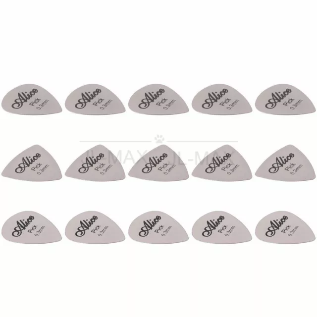 15PCS Alice Stainless Steel Metal Guitar Pick 0.3mm Thin