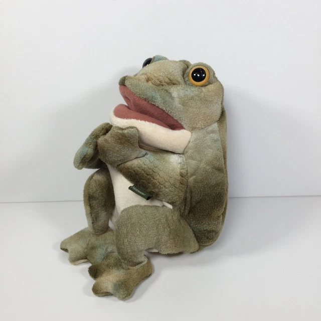 FOLKMANIS FROG HAND Puppet Plush 12" Green Stuffed Animal Bullfrog Toad