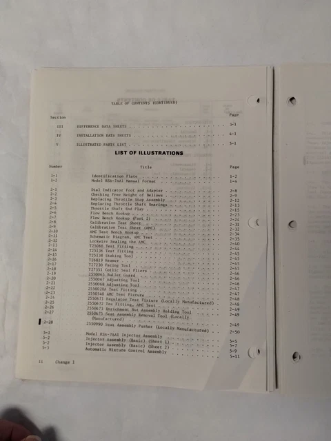 BENDIX RSA-7AA1 FUEL Injector Overhaul Manual & Illustrated Parts List ...